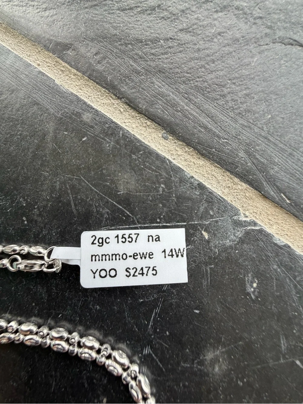 14kt. White Gold Mooncut Ovalia  Bead Chain Necklace  24” long
